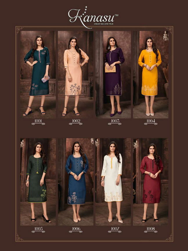 Kanasu Spring Regular Wear Wholesale Embroidery Kurti Collection